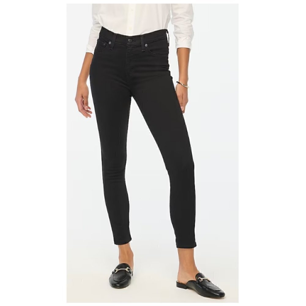 J. Crew Tall 9" Mid-Rise Skinny Jeans Black Signature Stretch Plus Size 33T NWT